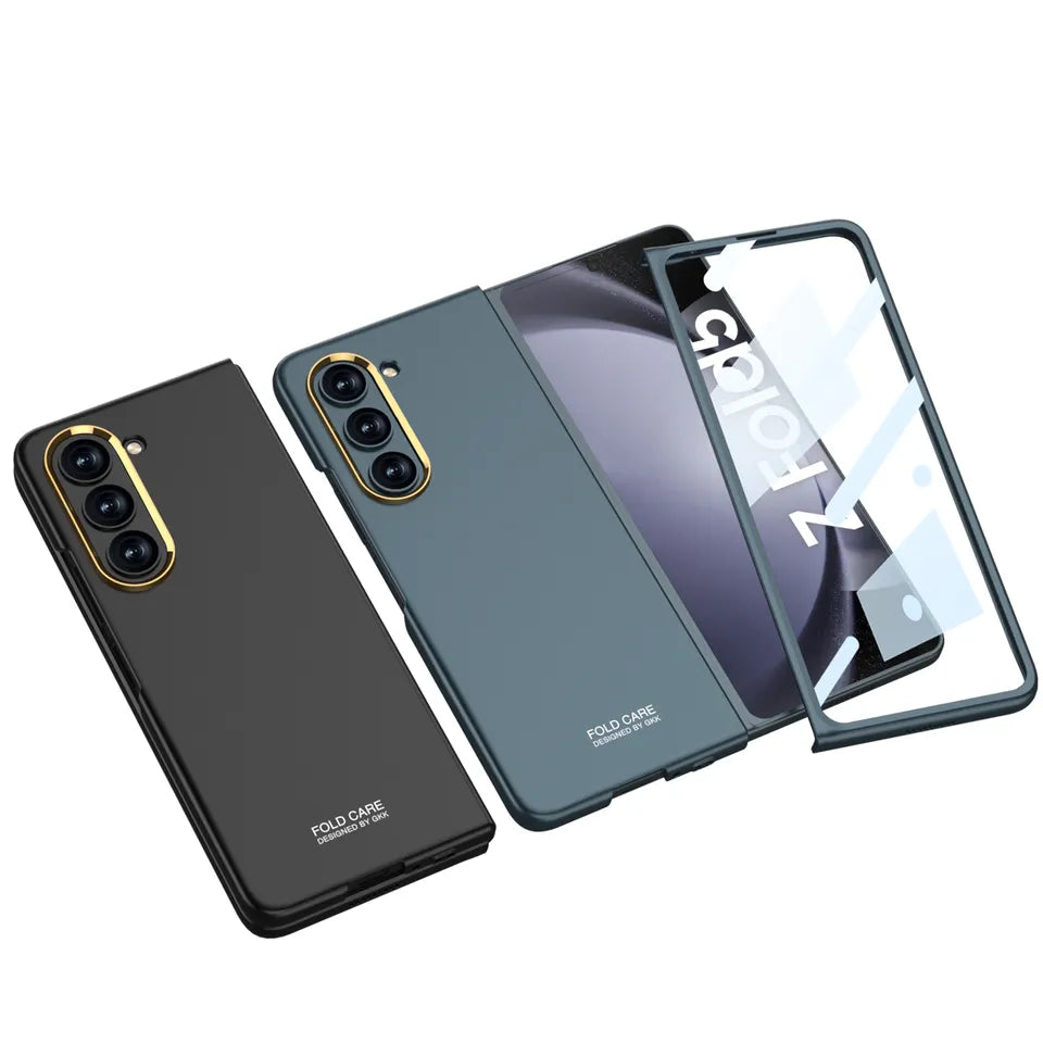 Samsung Galaxy Z Fold 5 Ultra Thin Hard Shell With Golden Edge Protective Case