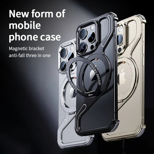 Corner Guard Titanium Magnetic Stand Case- iPhone