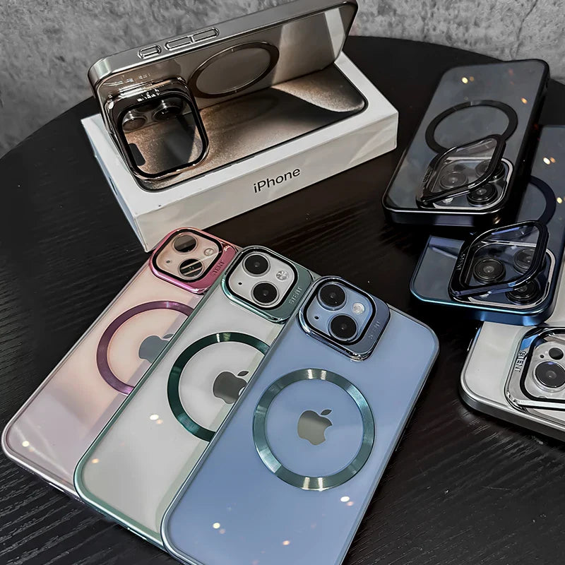 Transparent Lens Magsafe Stand Cover- iPhone