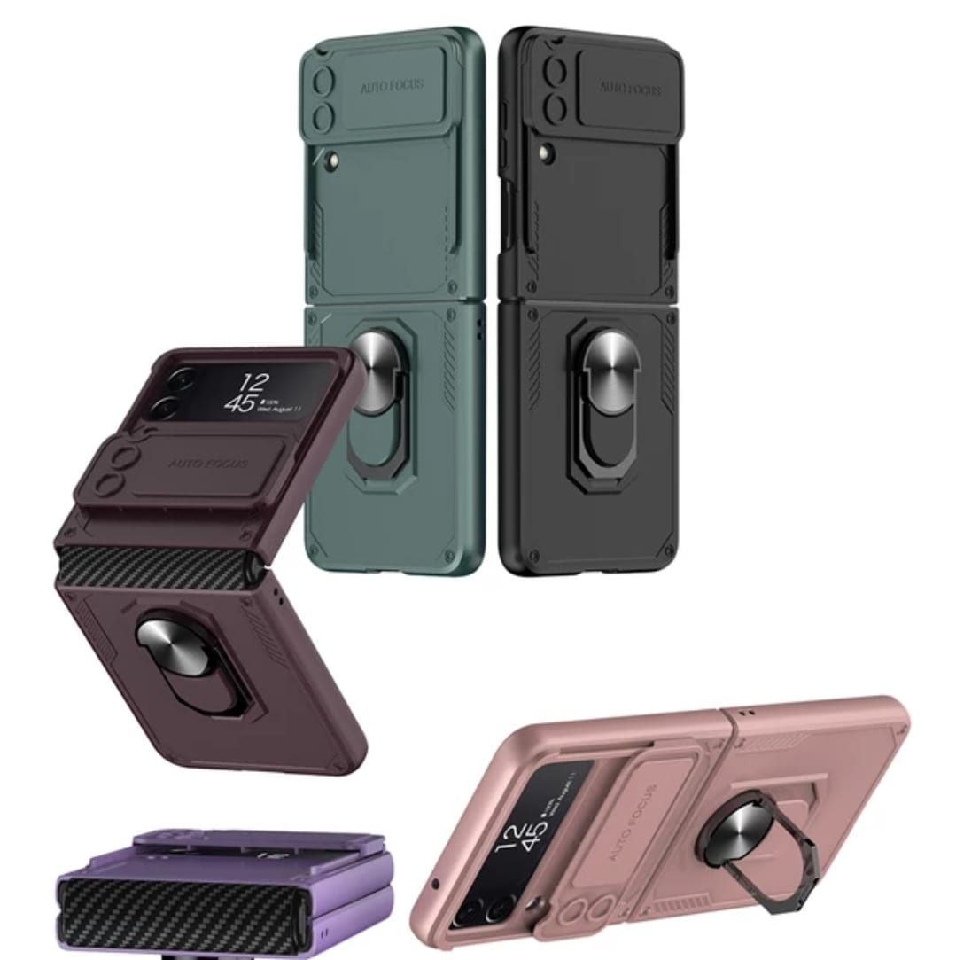 Camera Protection Kickstand Tough Finger Ring Armor Case For Galaxy Z Flip4 5G