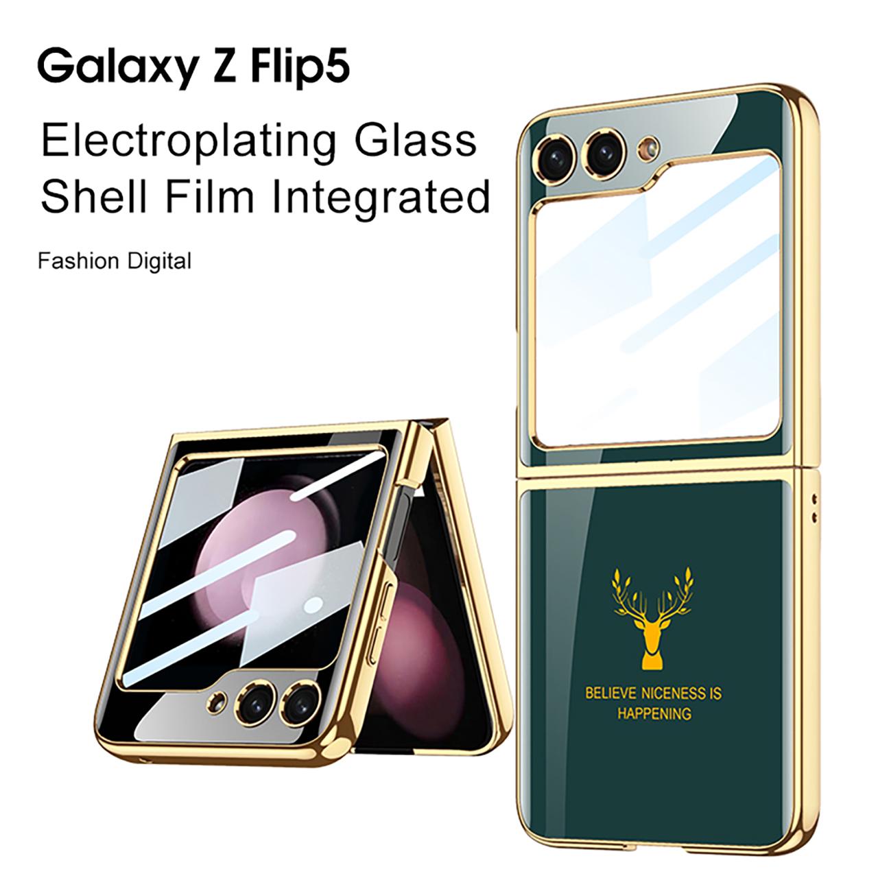 Samsung Galaxy Z Flip 5 Deer Pattern Glass Case