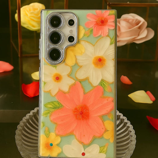 Luxury Colourful Oil Painting Flower Case - Samsung
