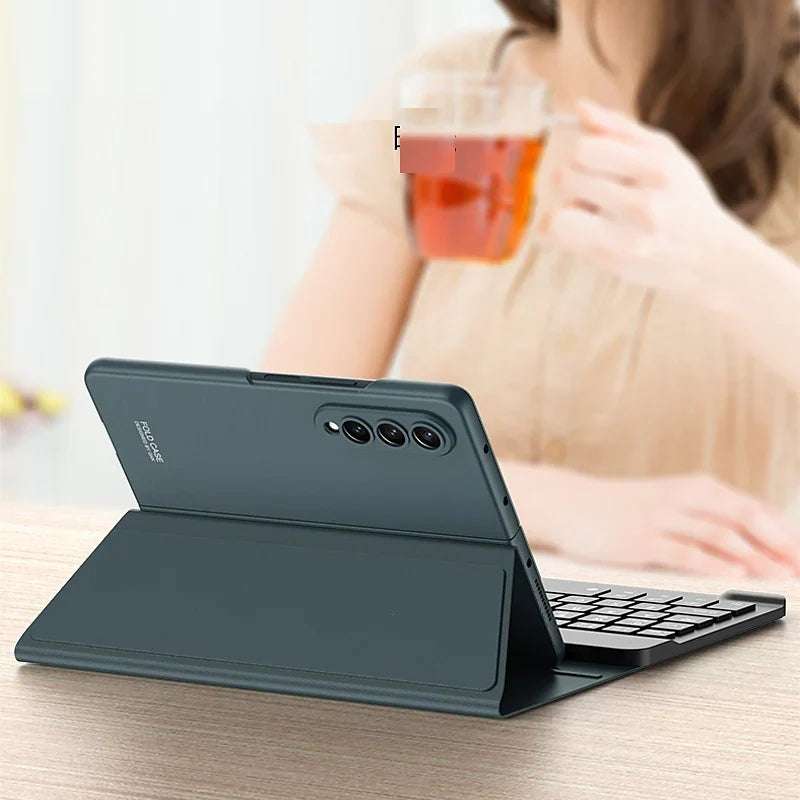 Wireless Keyboard Leather Magnetic Flip Case For Z Fold Series