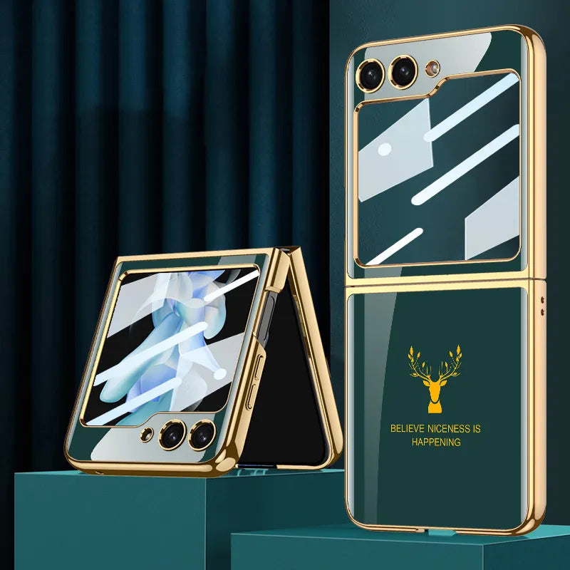 Deer Pattern Glass Case for Galaxy Z Flip Series