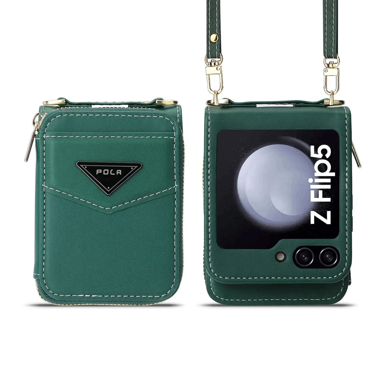 Leather Crossbody Wallet CASase For Z Flip 5