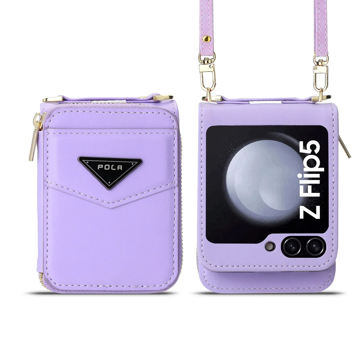 Leather Crossbody Wallet CASase For Z Flip 5