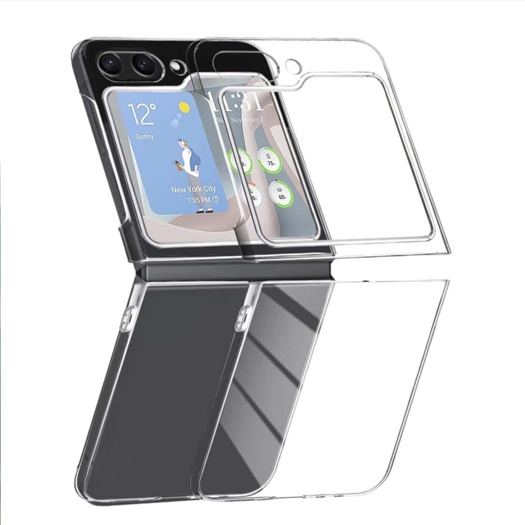 Thin Translucent Hard PC with Non-Slip Grip Protective Phone Cover for Z Flip3 & 4 5G