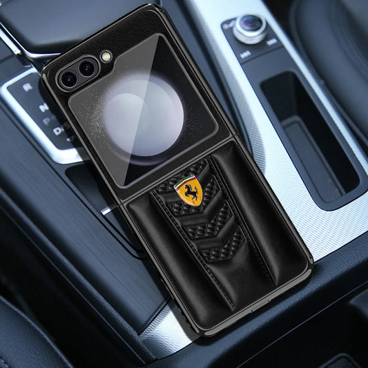 Ferrari Carbon Premium Leather Fibre Back Case For Galaxy Z Flip 5