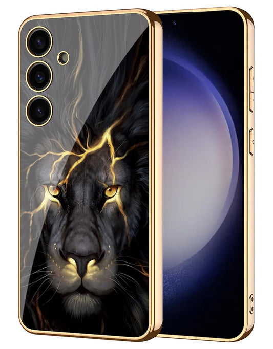 Galaxy S24 Lion Pattern Inspirational Glass Case