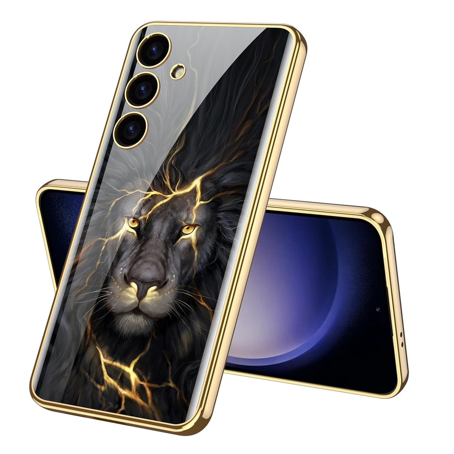 Galaxy S24 Lion Pattern Inspirational Glass Case