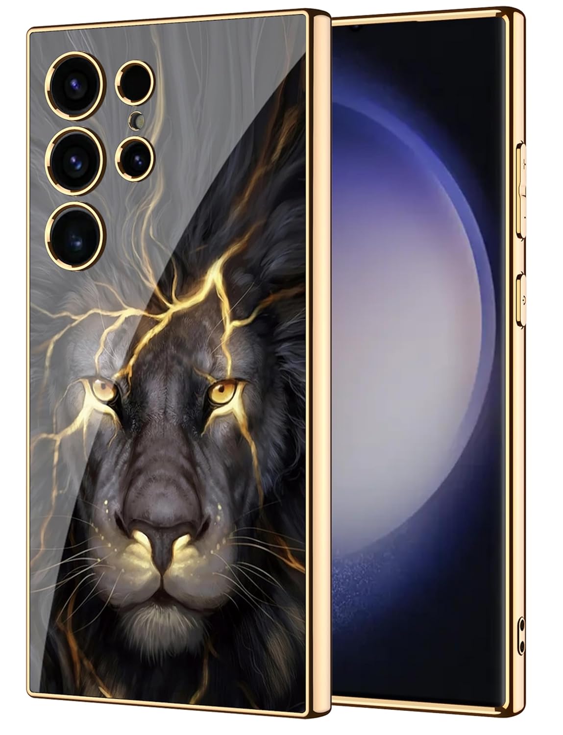 Galaxy S24 Ultra Lion Pattern Inspirational Glass Case