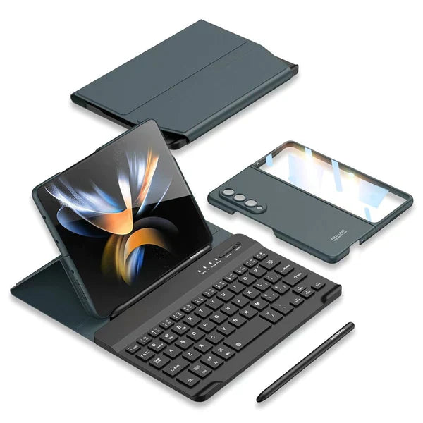 Leather Wireless Keyboard with Magnetic Flip Case For Z Fold Series