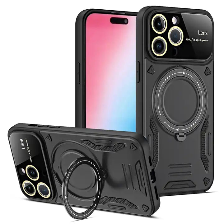 Multifunctional Magnetic Lens Protect Holder case for iPhone 15 Pro max
