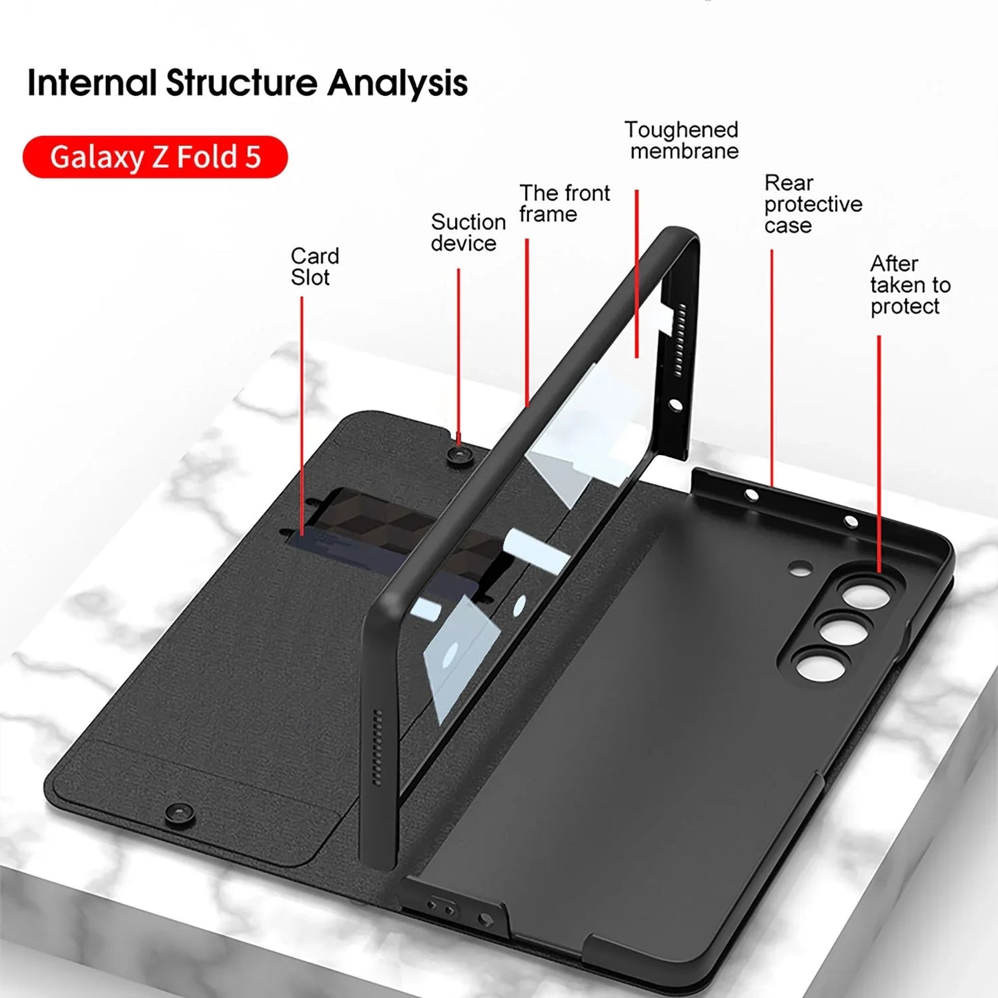 Flip Leather Case With Side Pen Slot For Galaxy Z Fold 5