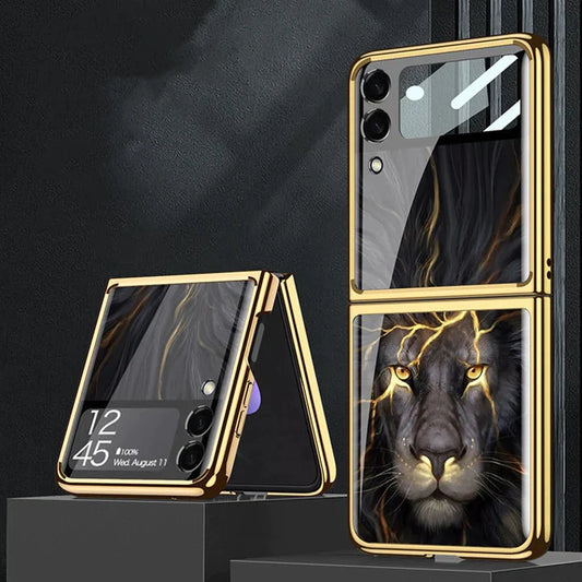 Lion Pattern Glass Case for Galaxy Z flip Series