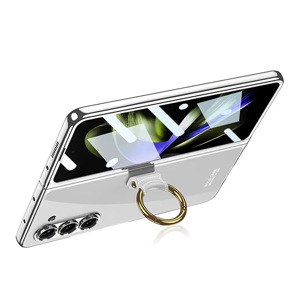 Transparent Clear finger ring mobile phone cases for Samsung Galaxy Z Fold 5