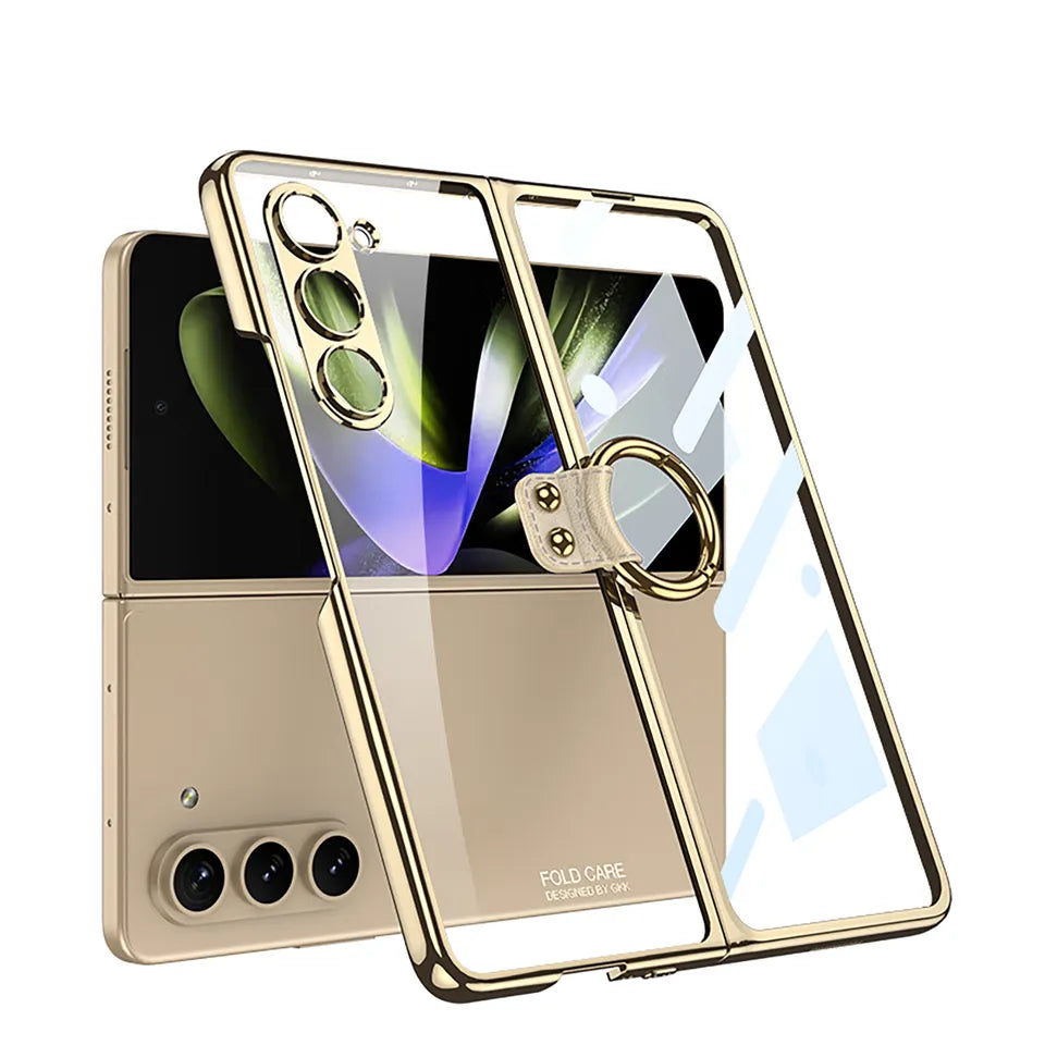 Transparent Clear finger ring mobile phone cases for Samsung Galaxy Z Fold 5
