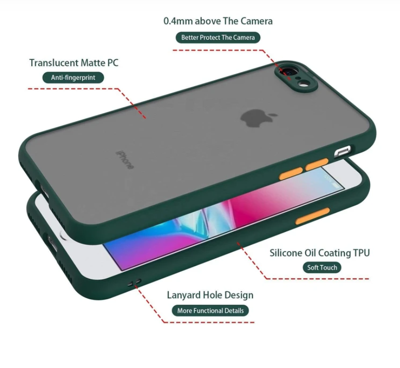 Smoke Silicon Matte Camera Closed Case For iPhone 7/8/SE 2020