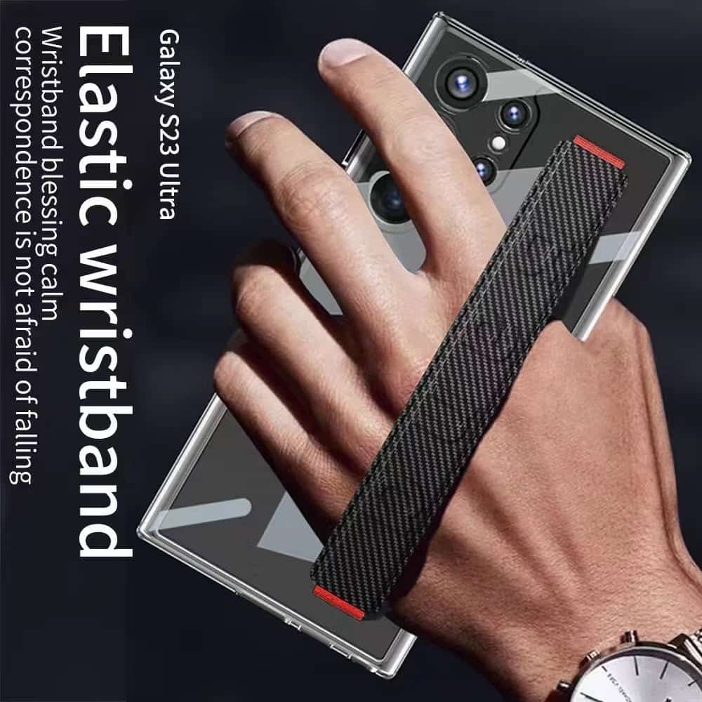 Premium Transparent Elastic Wristband Holder Case For Galaxy S23 Ultra