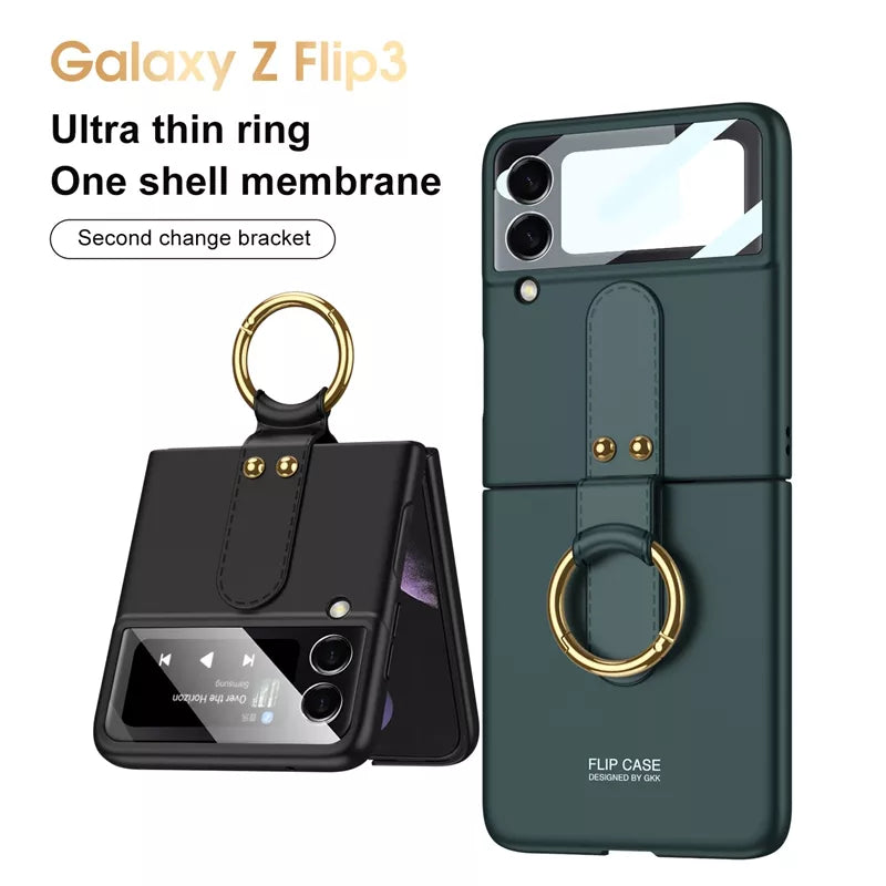 Shock-resistant Hard with Metal Ring Case For Samsung Galaxy Z Flip 3