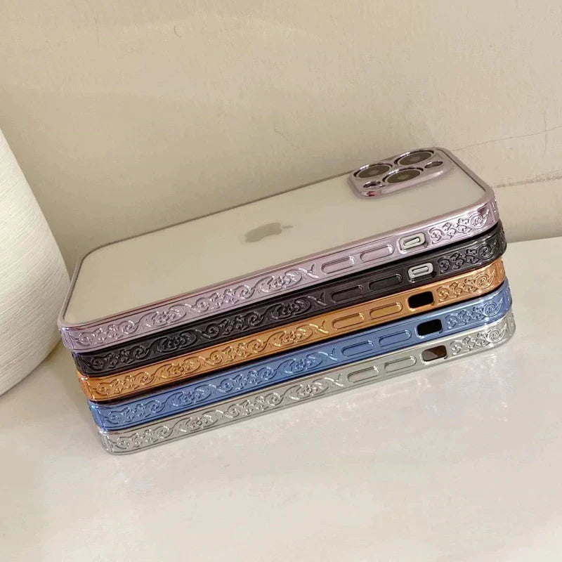 iPhone Series Electroplating Boarder Designed Transparent Glitter Case