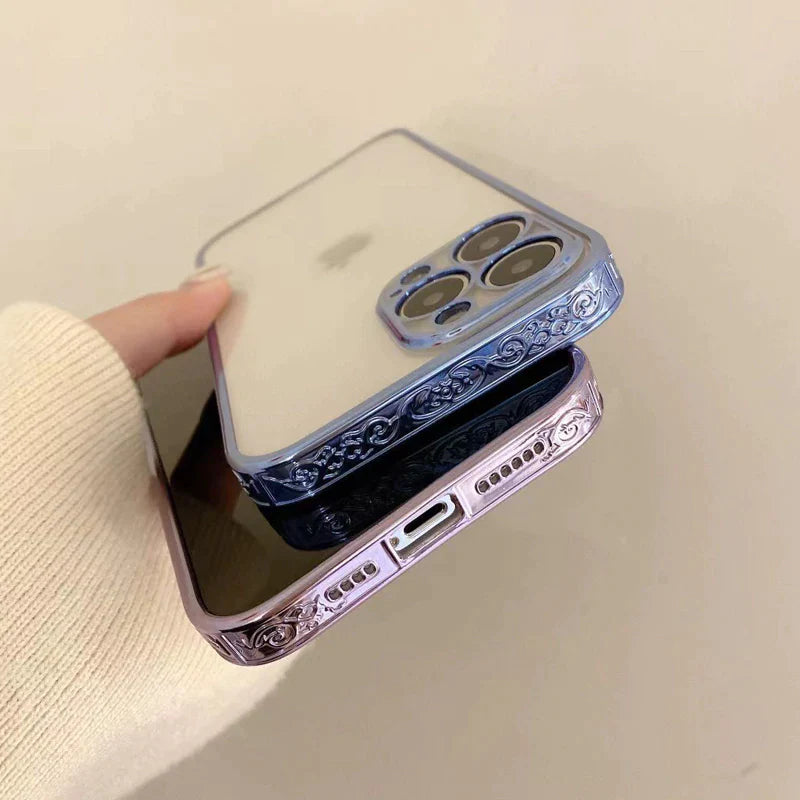 iPhone Series Electroplating Boarder Designed Transparent Glitter Case