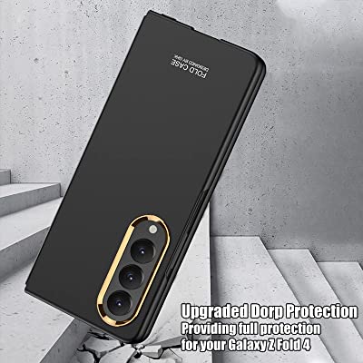 Samsung Galaxy Z Fold 4 Ultra Thin Hard Shell Back Case With Golden Edge Camera Protection