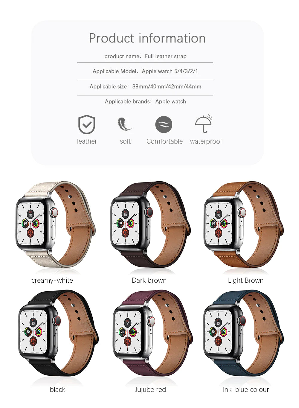 Pride Edition INK  LEATHER STRAP FOR SMART-WATCH SERIES 7/6/5/4/3/2/1/SE (38,40,41MM - 42,44,45MM)