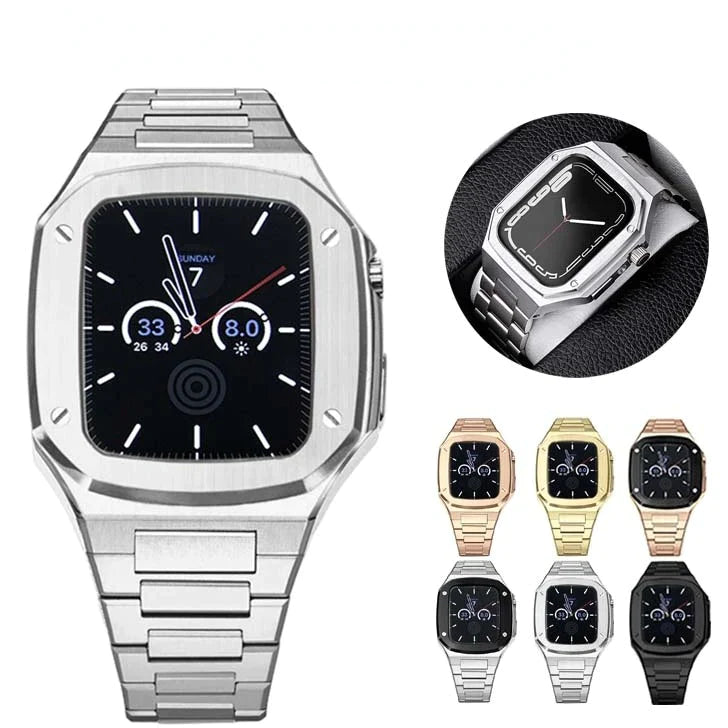 Luxury Stainless Steel odification Kit Metal Case And Stainless Steel Straps For Smart Watch ( 44MM 45MM)