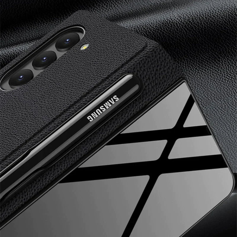 Luxury Lion Pattern S Pen Holder Case Samsung Galaxy Z Fold 5