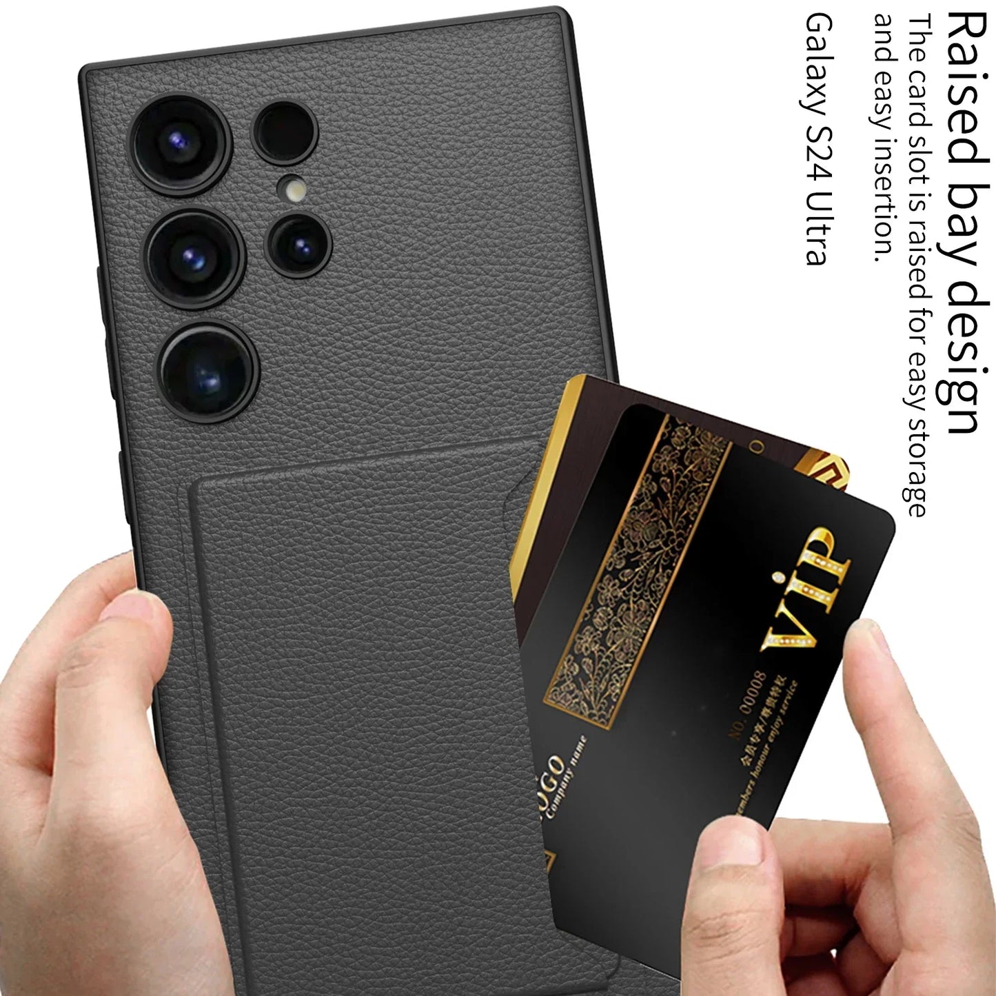 ULTRA THIN LEATHER CASE WITH MAGNETIC CARD BAG FOR SAMSUNG GALAXY S24 ULTRA