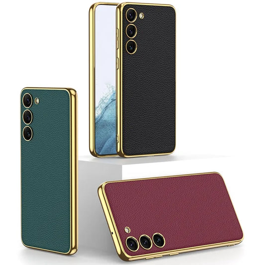 Electroplating PU Leather Soft Back Cover Case For S23 Series