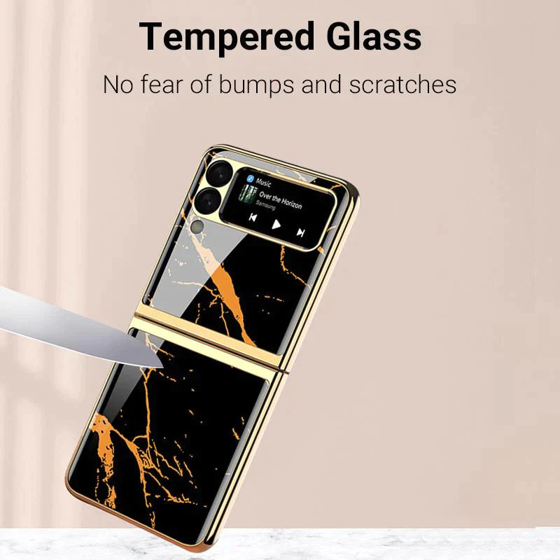 Marble Glass Case For Galaxy Z Flip4