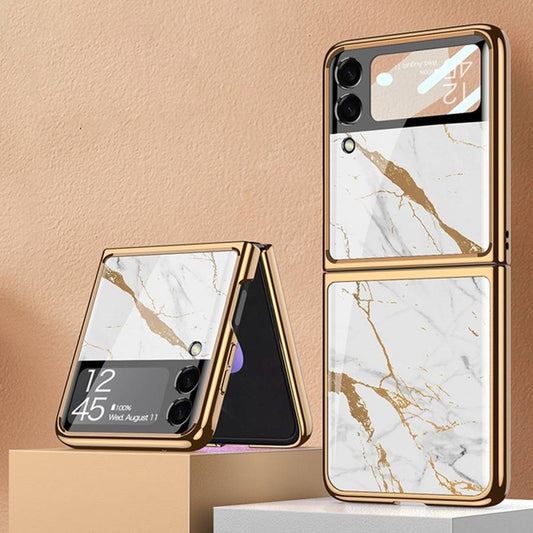 Marble Glass Case For Galaxy Z Flip4