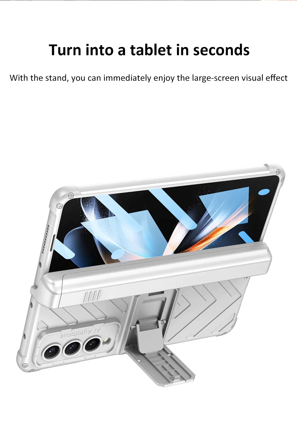 Shockproof Armor Magnetic Hinge Bracket Case With Front Glass For Galaxy Z Fold Series